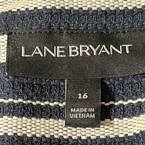 Lane Bryant Blazer Jacket Sz 16 Striped Open Front Draped Casual Work Coastal - Picture 12 of 12